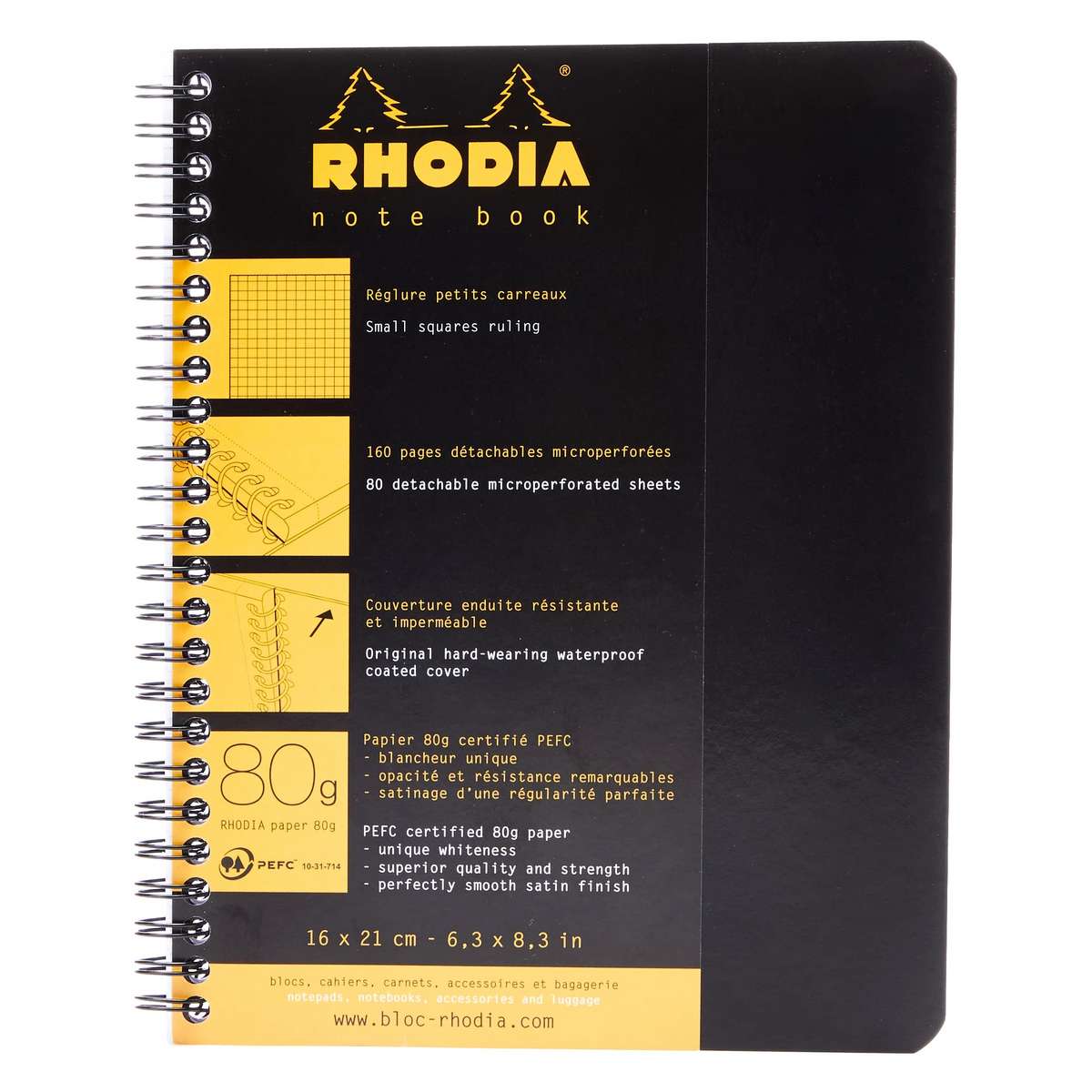 NOTE BOOK RHODIA A5 80G C/80 BLACK ESPIRAL QUADRICULADO 193429C