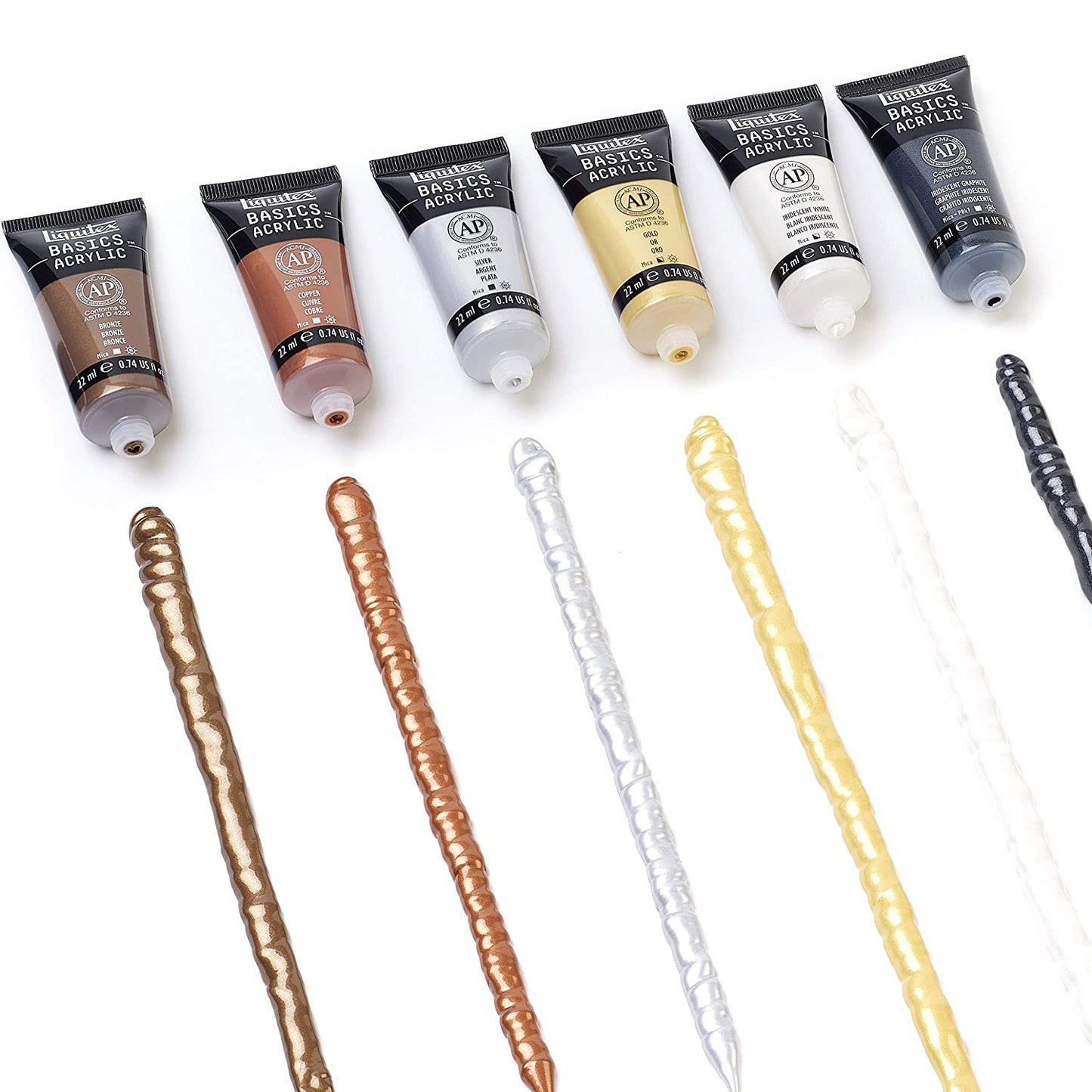 ACRILICA LIQUITEX BASICS ESTOJO 06 CORES METALICAS 022ML