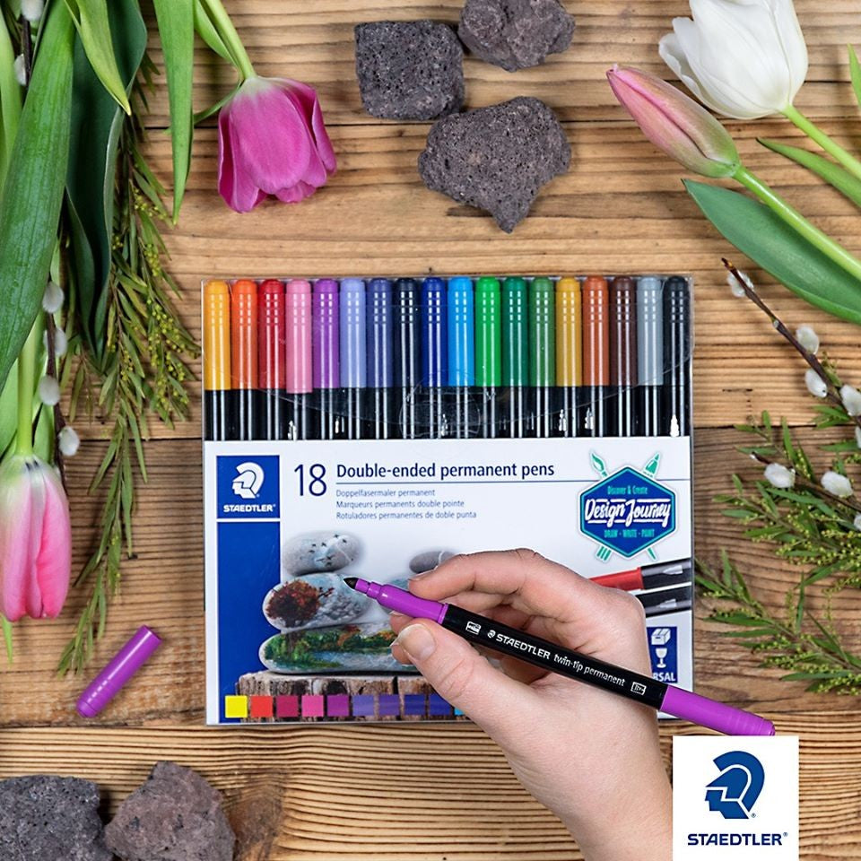 CANETA STAEDTLER TWIN-TIP PEN PERMANENT 18 CORES PONTA DUPLA
