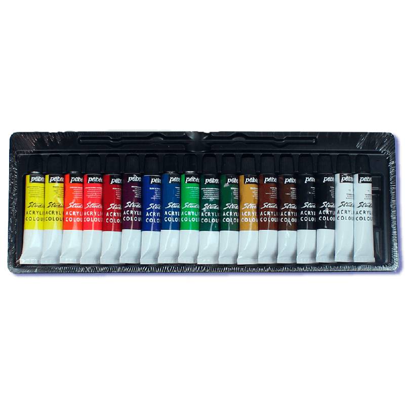 ESTOJO ACRILICA PEBEO STUDIO 18 TUBOS 12ml