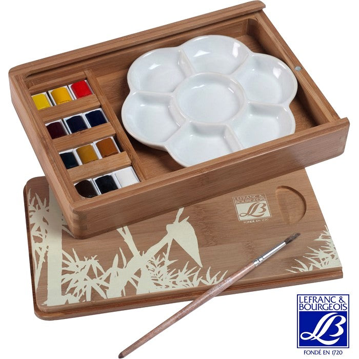 ESTOJO AQUARELA LEFRANC BOURGEOIS FINE 12 CORES + PINCEL NAT