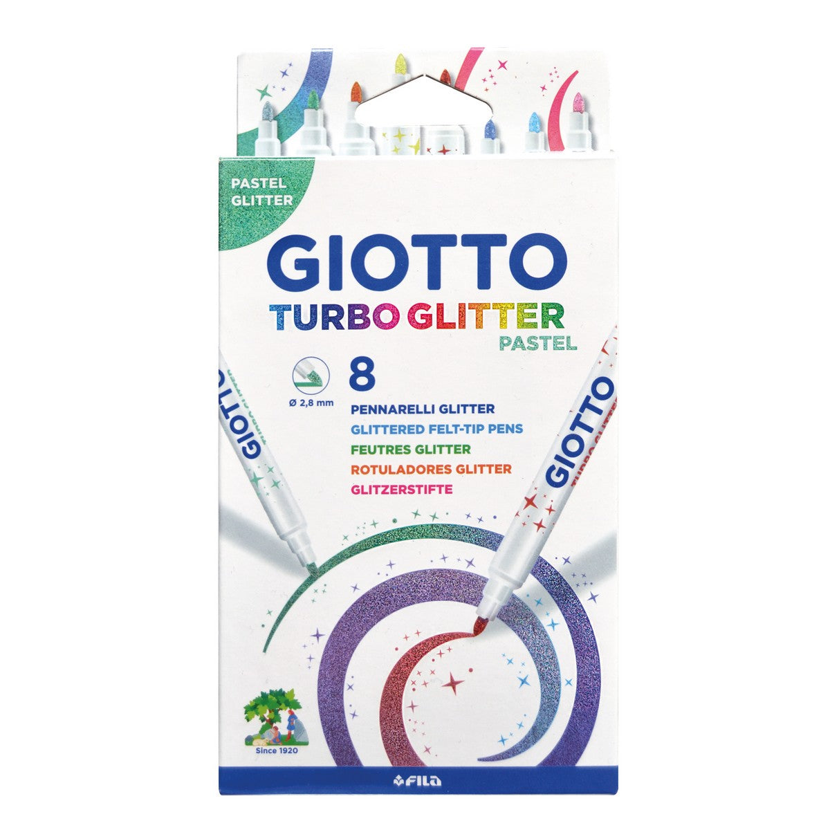 CANETA HIDROCOR GIOTTO TURBO GLITTER PASTEL 08 CORES