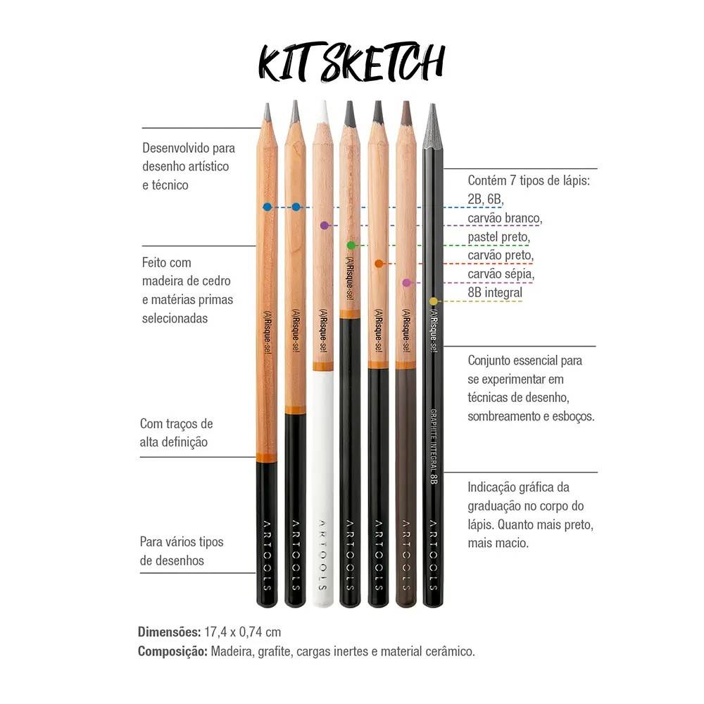 ESTOJO LAPIS SKETCH ARTOOLS C/  07 PEÇAS