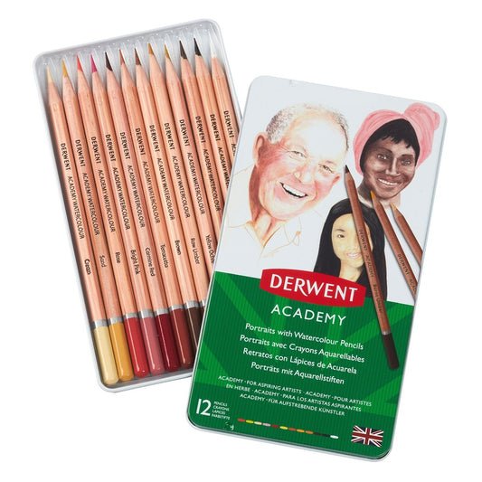 LAPIS AQUARELAVEL DERWENT ACADEMY 12 CORES RETRATO