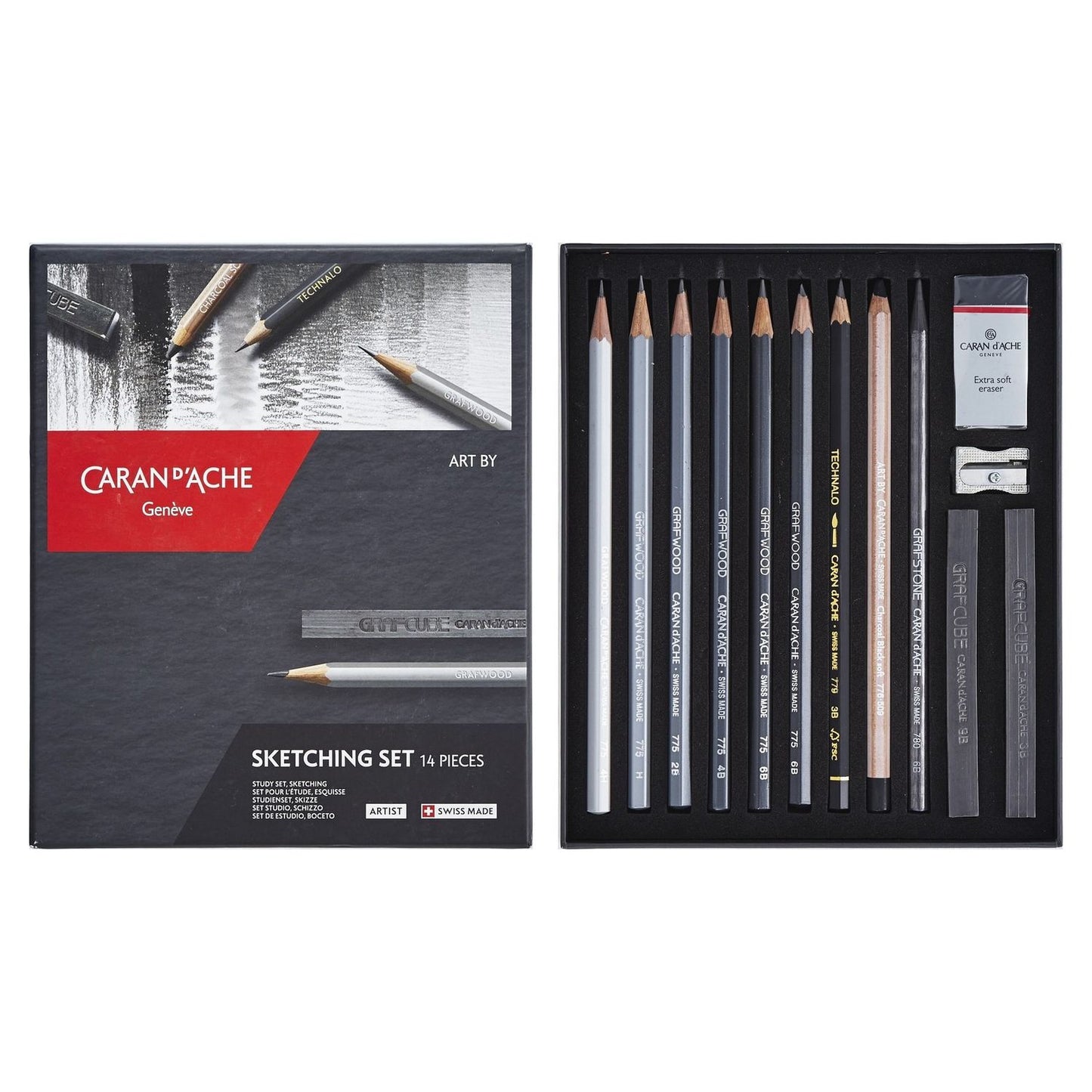 ESTOJO LAPIS GRADUADO CARAN D´ACHE GRAPHITE SKETCHING SET 14 PEÇAS