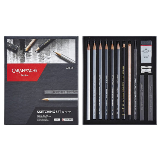 ESTOJO LAPIS GRADUADO CARAN D´ACHE GRAPHITE SKETCHING SET 14 PEÇAS