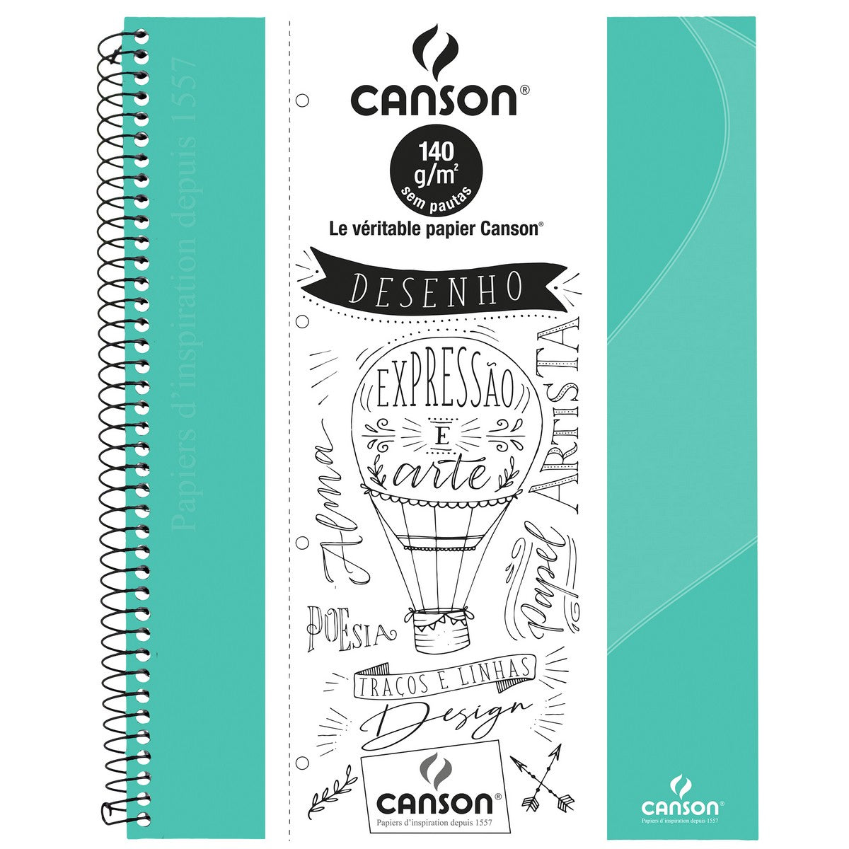 CADERNO SKETCH BOOK CANSON EXPRESSAO E ARTE VERDE TIFFANY 140G 40F