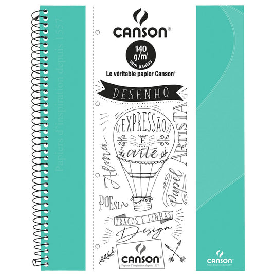 CADERNO SKETCH BOOK CANSON EXPRESSAO E ARTE VERDE TIFFANY 140G 40F