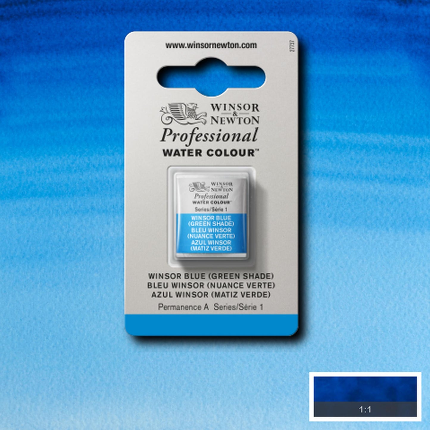 AQUARELA WINSOR NEWTON ARTISTS H PAN 707 WINSOR BLUE GREEN SHADE S1