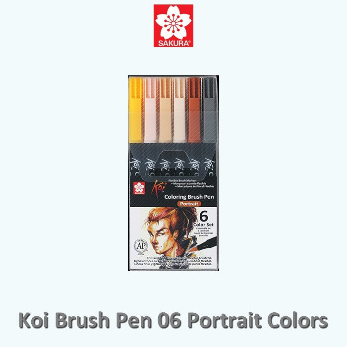 CANETA SAKURA KOI COLORING BRUSH C/ 06 PORTRAIT COLORS