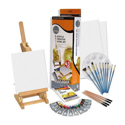 ESTOJO ACRILICA DALER ROWNEY SIMPLY CRIATIVO MINI CAVALETE 43PCS