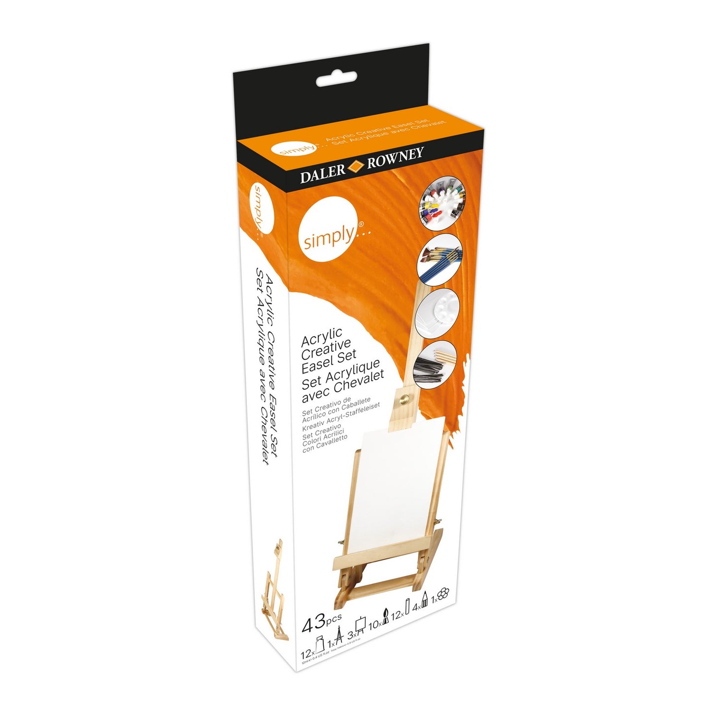 ESTOJO ACRILICA DALER ROWNEY SIMPLY CRIATIVO MINI CAVALETE 43PCS
