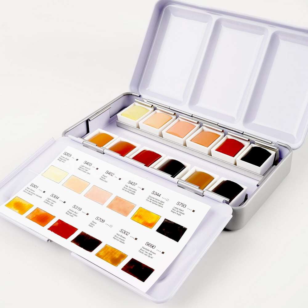 AQUARELA PHOENIX AUREOU 12 CORES PASTILHA SKIN TONES PW12SM T-101