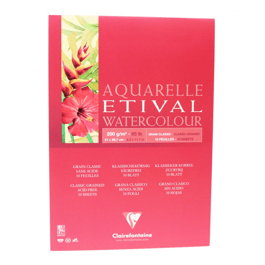 BLOCO CLAIREFONTAINE ETIVAL 200g/m2 A4 CLASSIC 10FLS 96374C
