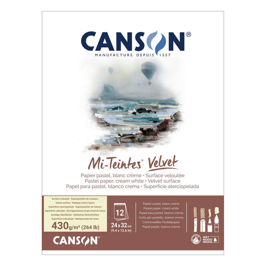 BLOCO CANSON MI-TEINTES VELVET CREME 430g 24x32 12 FLS