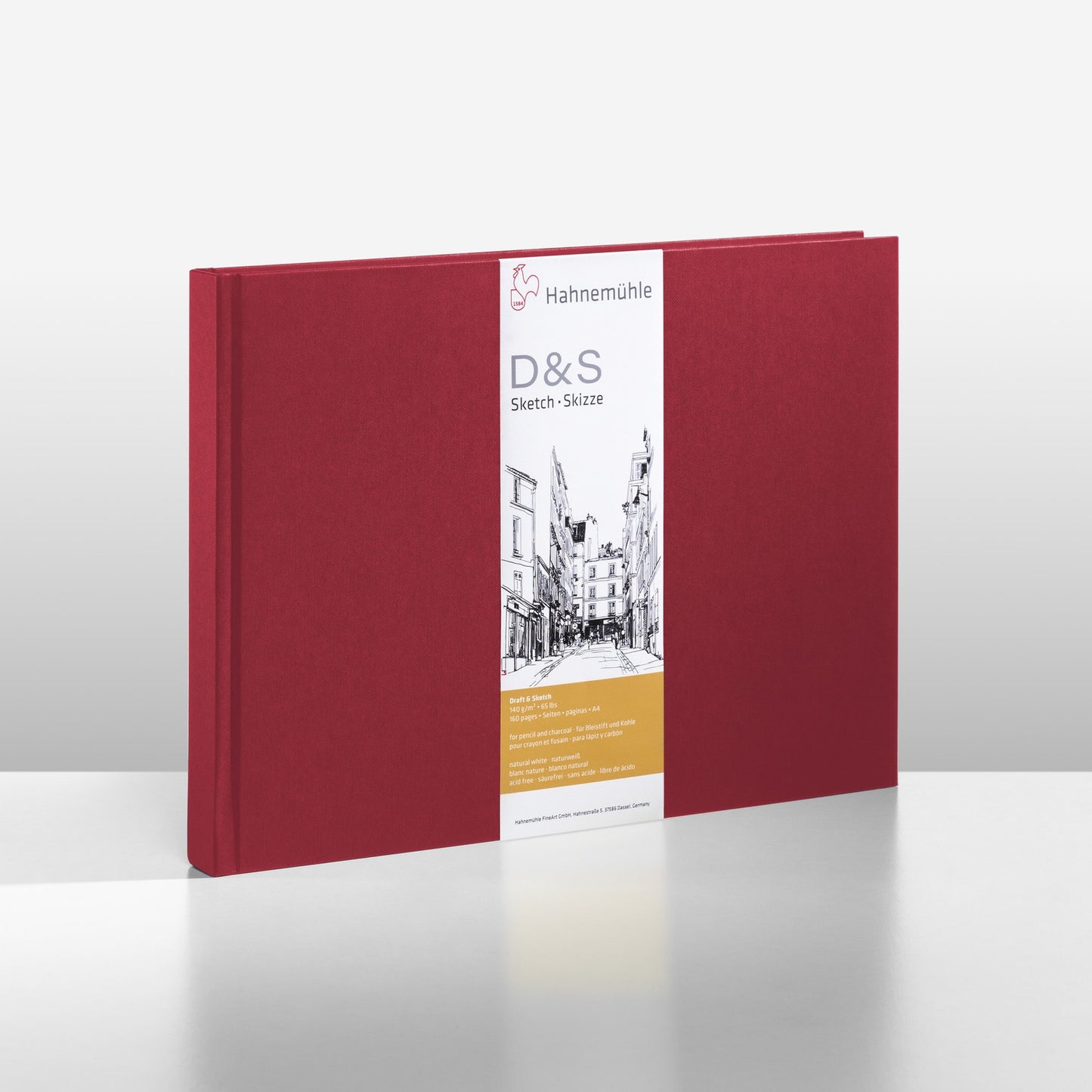 SKETCH BOOK HAHNEMUHLE D&S A5 140g/m2 VERMELHO PAISAGEM 80 FLS.