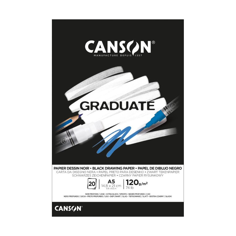 BLOCO CANSON GRADUATE DESENHO PRETO 120G A5 20F