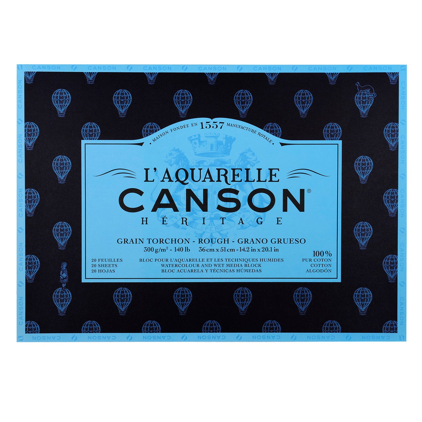 BLOCO CANSON HERITAGE GRANA GROSSA 300G/M2 36X51 100%COT 20F