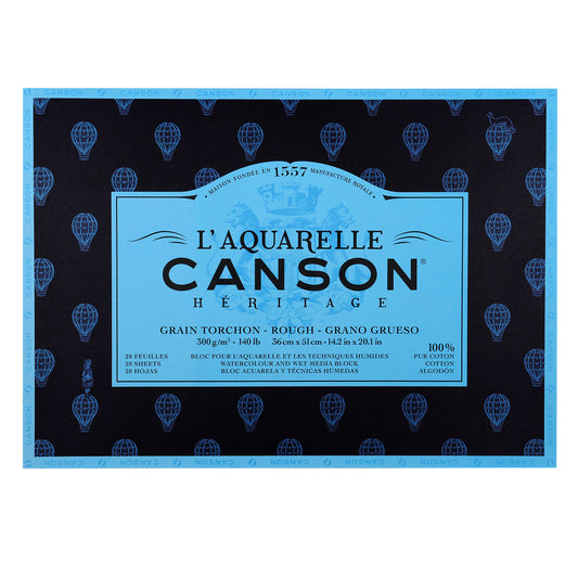 BLOCO CANSON HERITAGE GRANA GROSSA 300G/M2 36X51 100%COT 20F