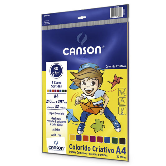 BLOCO CANSON COLORIDO CRIATIVO 080g/m2 A4 32 FLS 08 CORES