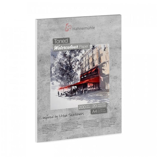 BLOCO HAHNEMUHLE TONED WATERCOLOUR PAPER GREY A4 200G 20FLS
