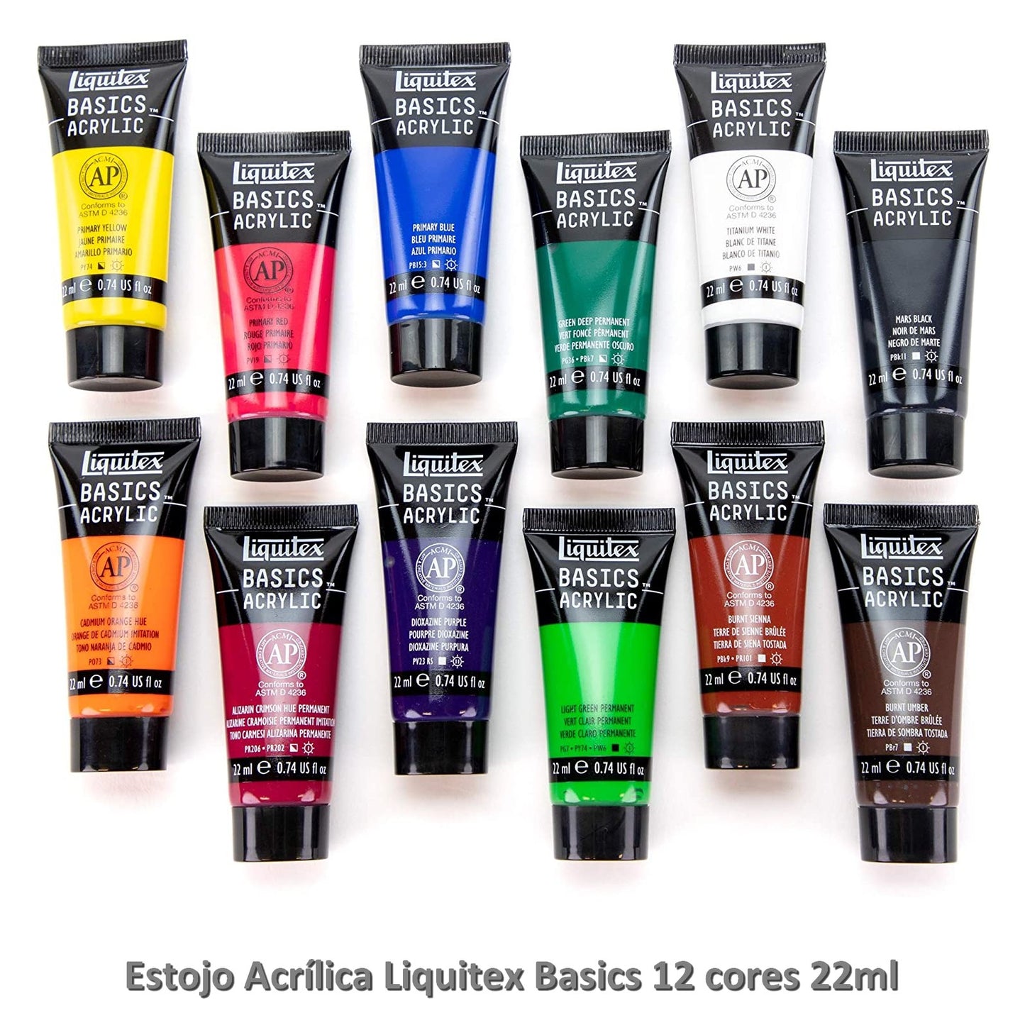 ACRILICA LIQUITEX BASICS ESTOJO 12 CORES 022ML