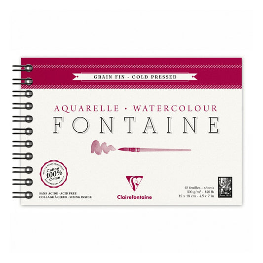 BLOCO CLAIREFONTAINE 100% COTTON GR FINA 300G/M2 12X18 12FLS