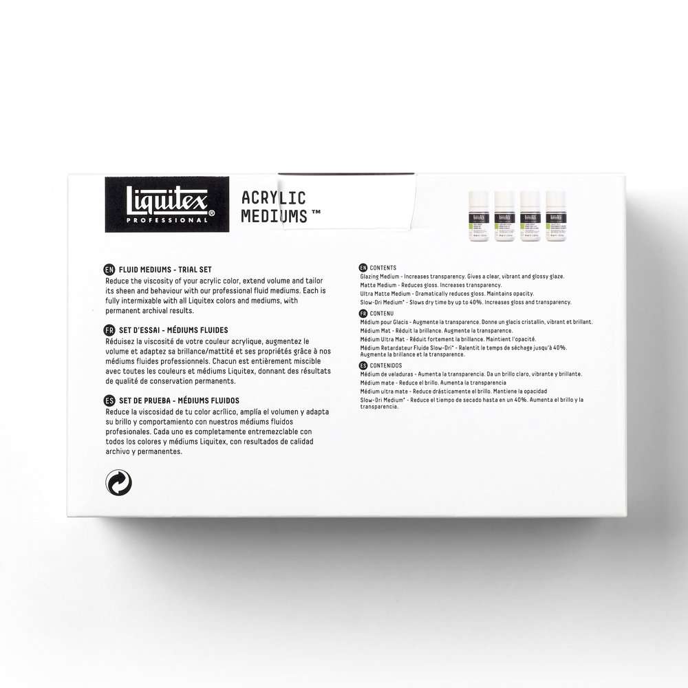 ESTOJO MEDIUMS LIQUITEX P/ ACRILICA FLUIDA C/ 04 59ML