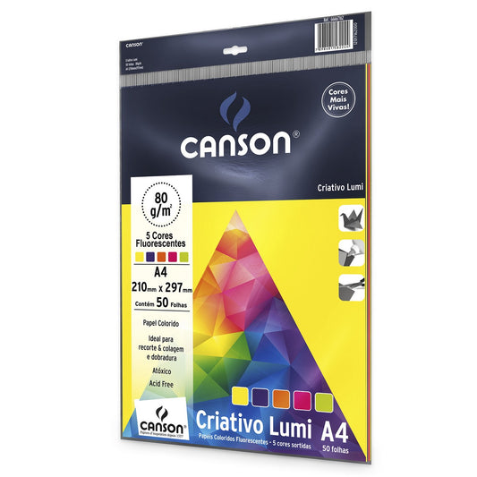 BLOCO CANSON COLORIDO CRIATIVO LUMI 75g/m2 50FLS 05 CORES