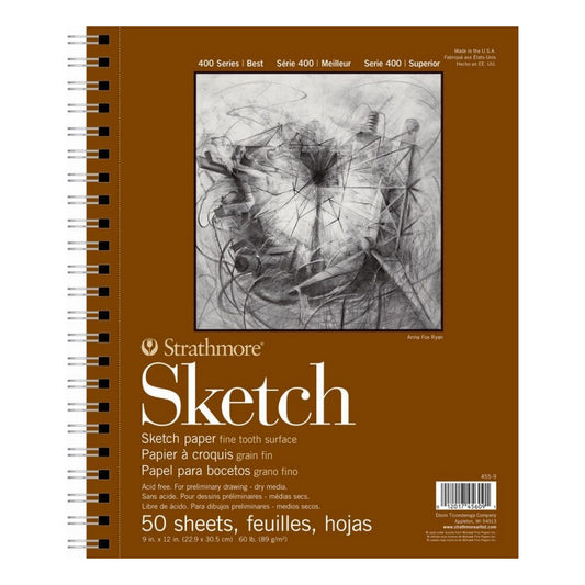 BLOCO STRATHMORE 400 SERIES SKETCH 89g/m2 22,9X30,5cm 50 FLS