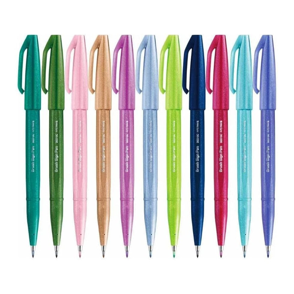 CANETA PENTEL SIGN PEN BRUSH ESTOJO C/ 12 CORES PASTEIS