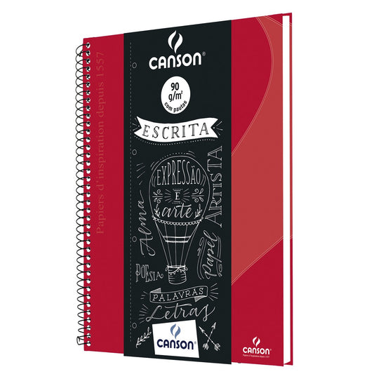 CADERNO CANSON ESCRITA A4 VERMELHO 80 FOLHAS PAUTA 90G/M2