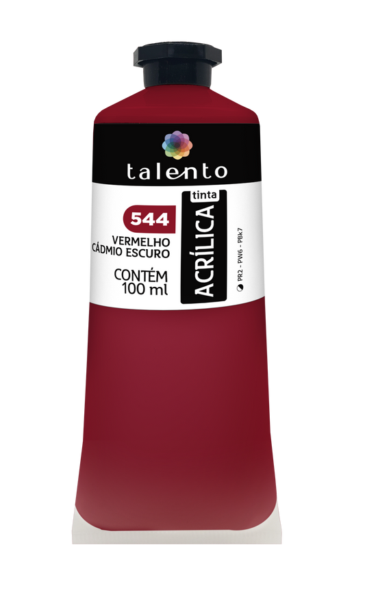 ACRILICA TALENTO 100ML 544 VERMELHO CADMIUM ESCURO
