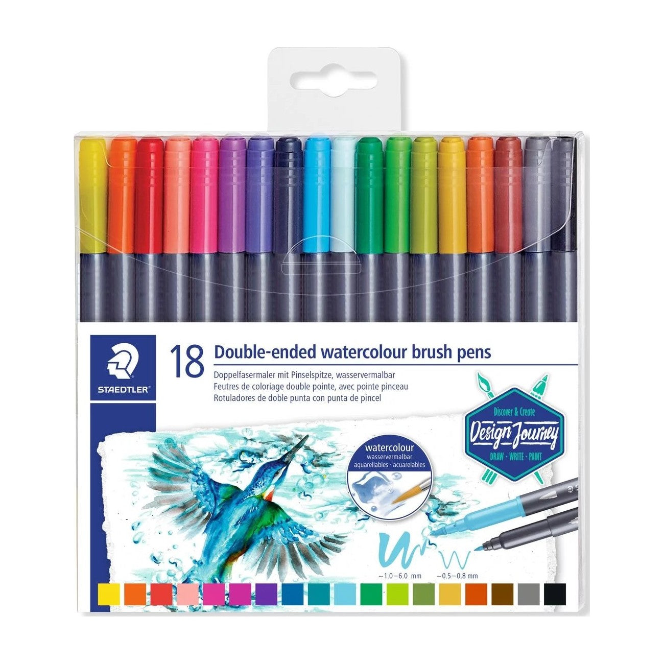 CANETA STAEDTLER BRUSH PEN 18 CORES PONTA DUPLA 3001TB18
