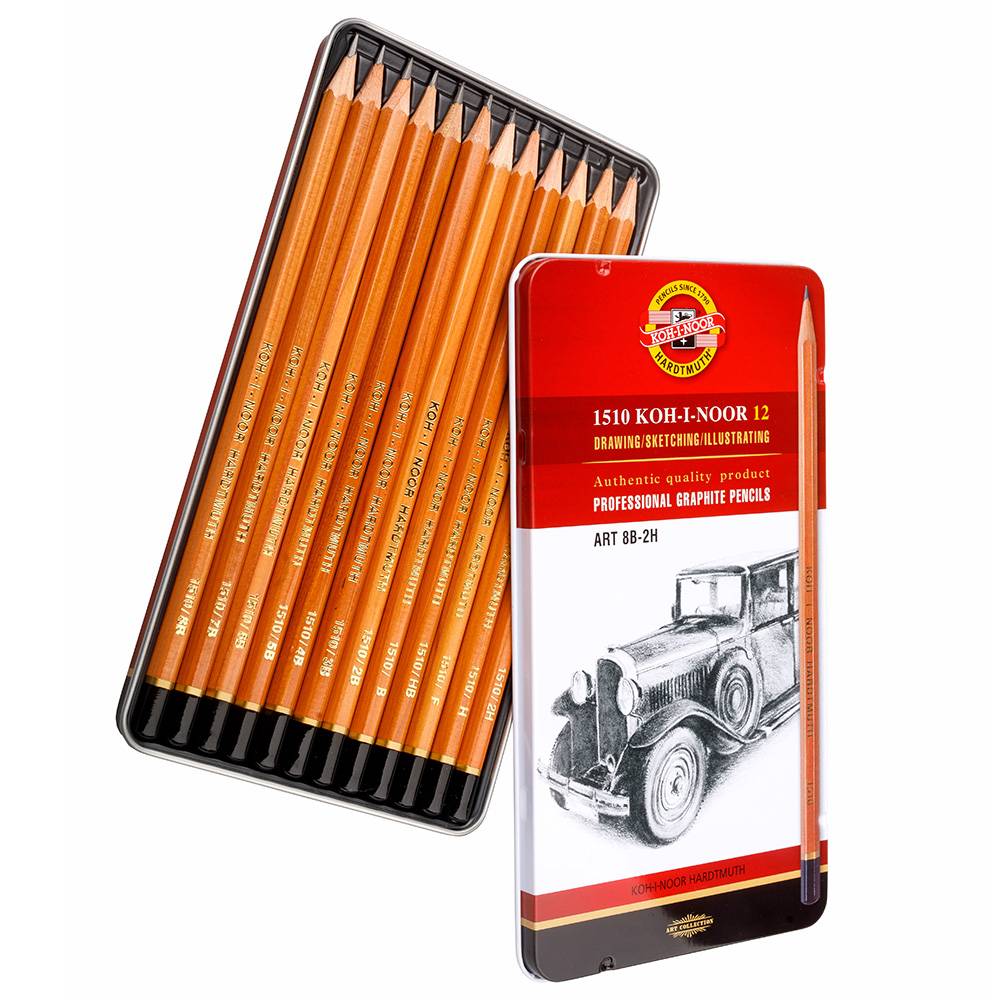 ESTOJO LAPIS GRADUADO KOH-I-NOOR 1512 C/ 12 GRADUAÇOES MAD. NATURAL