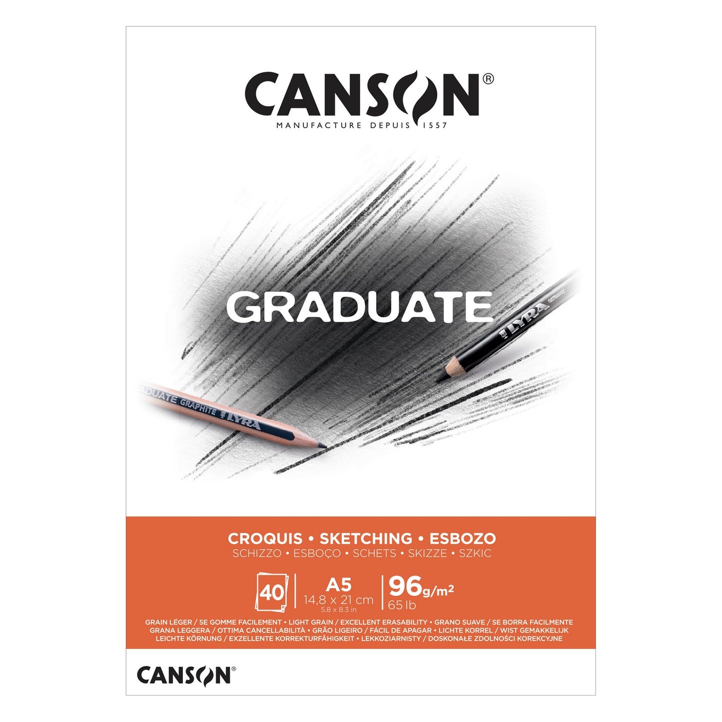 BLOCO CANSON GRADUATE CROQUIS A5 96G/M2 40F