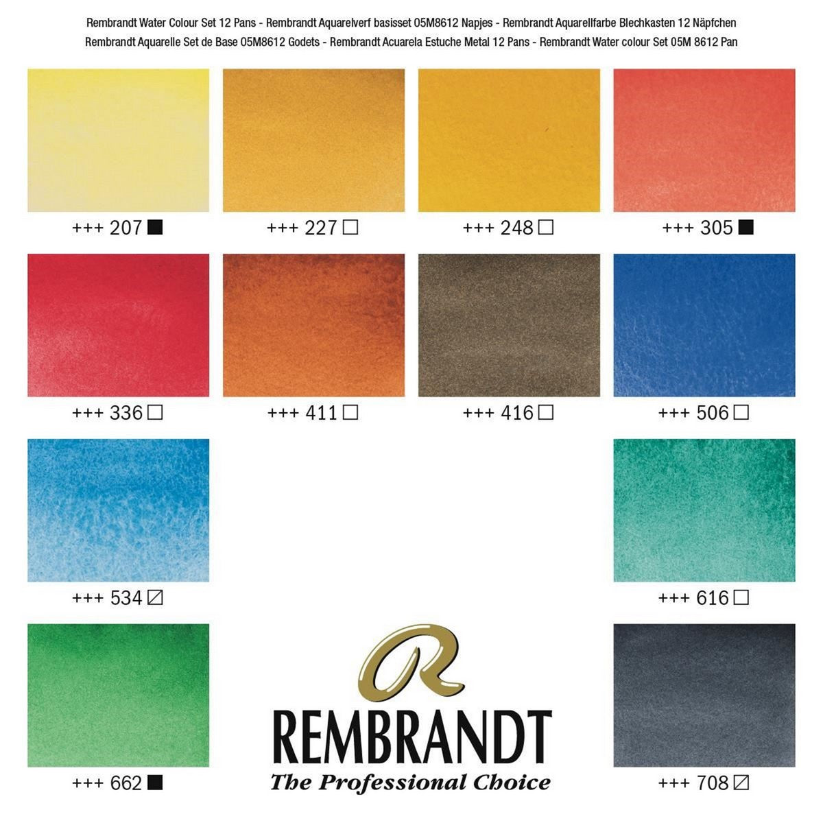ESTOJO AQUARELA TALENS REMBRANDT 12 HALF PAN METAL BOX + BRU