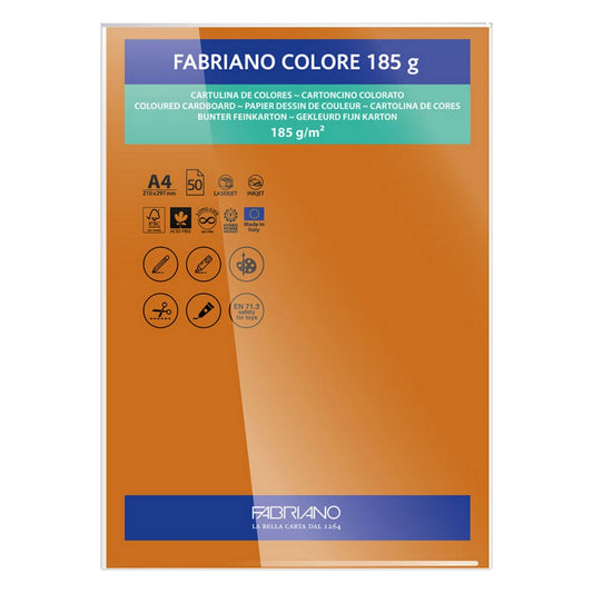 PAPEL FABRIANO COLORE 406 LARANJA INTENSO A4 185G C/10 UNI