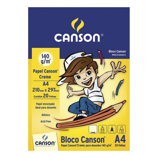 BLOCO CANSON ESCOLAR A4 140g/m2 CREME 20 FOLHAS