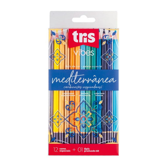 LAPIS COR TRIS VIBES 12 CORES MEDITERRANEA + LAPIS 6B