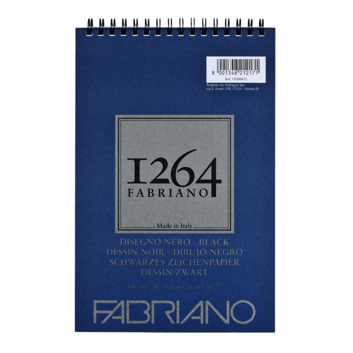 BLOCO FABRIANO 1264 BLACK 200G/M2 A5 20 FOLHAS