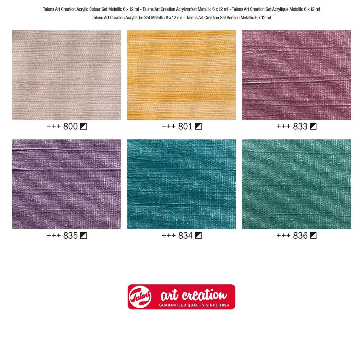 ESTOJO ACRILICA TALENS ART CREATION 06 CORES METALICAS 12ML
