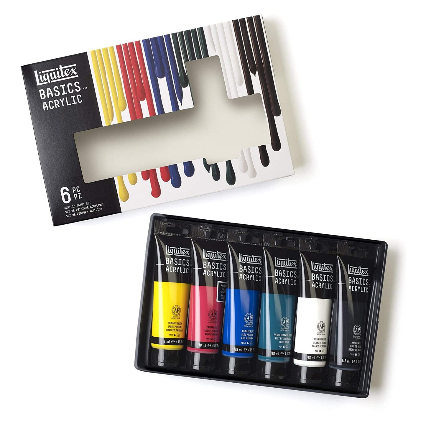 ESTOJO ACRILICA LIQUITEX BASICS 06 CORES 118ML