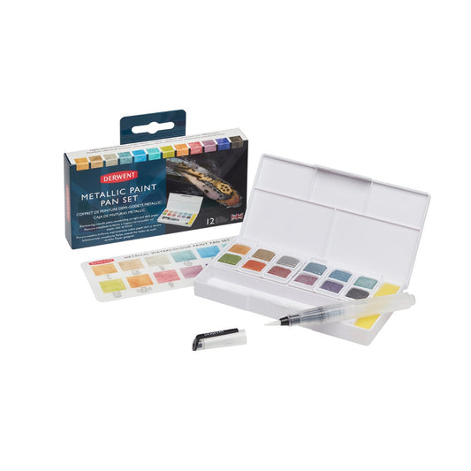 ESTOJO AQUARELA DERWENT METALLIC 12 HALF PAN SET