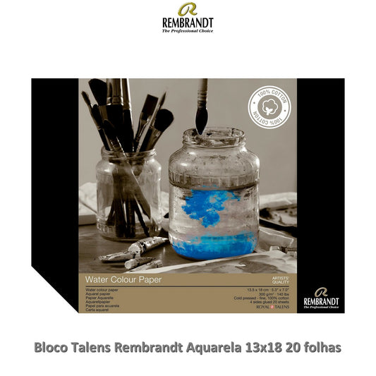 BLOCO TALENS REMBRANDT AQUARELA 300G/M2 13X18CM 20 FLS 100%