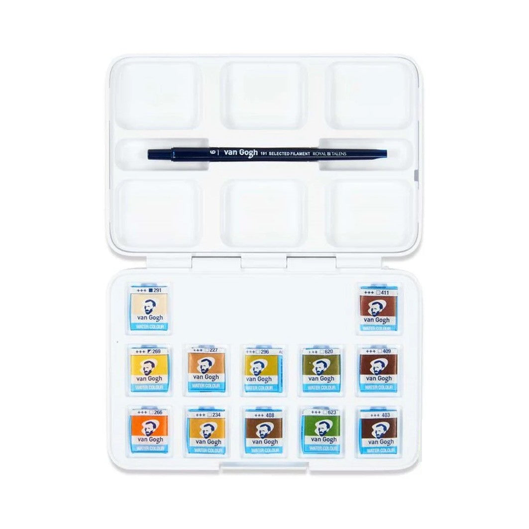 ESTOJO AQUARELA TALENS VAN GOGH 12 HALF PAN SHADES OF NATURE