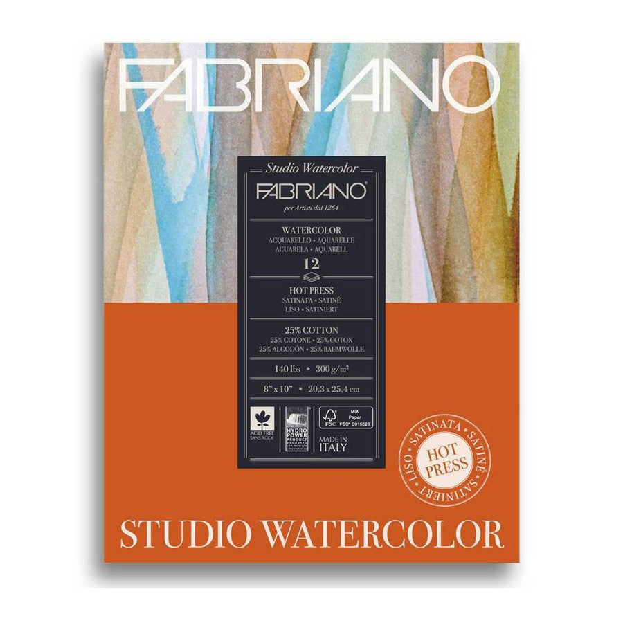 BLOCO FABRIANO WATERCOLOUR 300g/m2 SATINE 20,3x25,4 12FLS