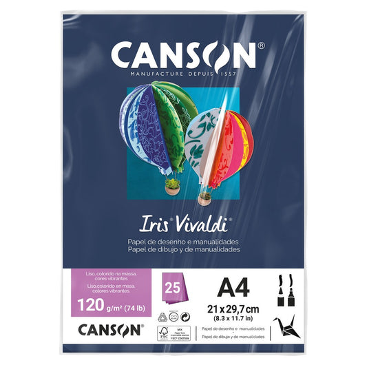 PAPEL CANSON IRIS VIVALDI A4 120G/M2 AZUL MARINHO 25FLS