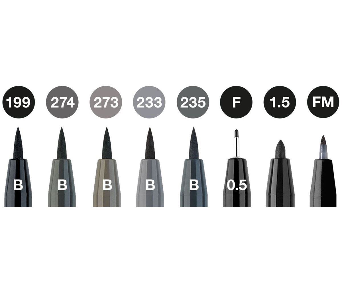 CANETA FABER CASTELL PITT 08 BLACK & GREY 167171