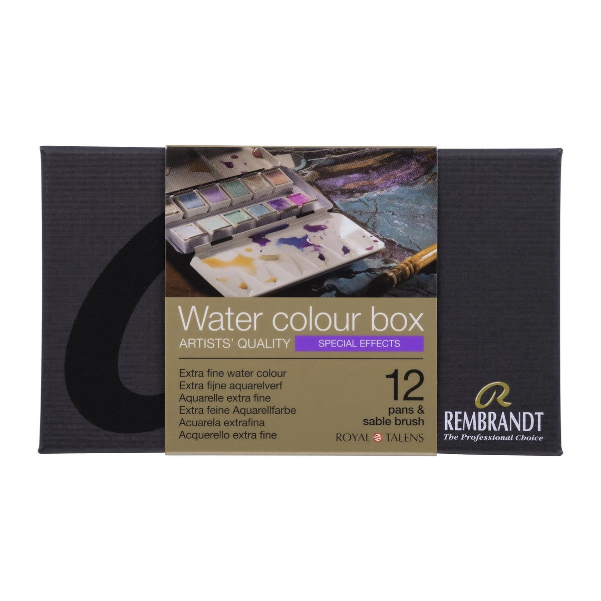 ESTOJO AQUARELA TALENS REMBRANDT 12 HALF SPECIAL EFFECTS + BRUSH